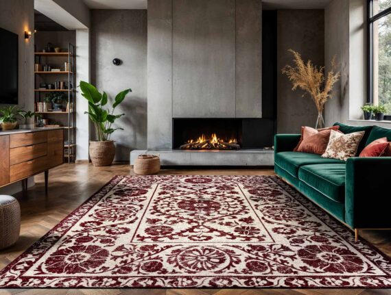 Louis De Poortere teppich Antiquarian Suzani 9734 Zephyr Ambiance